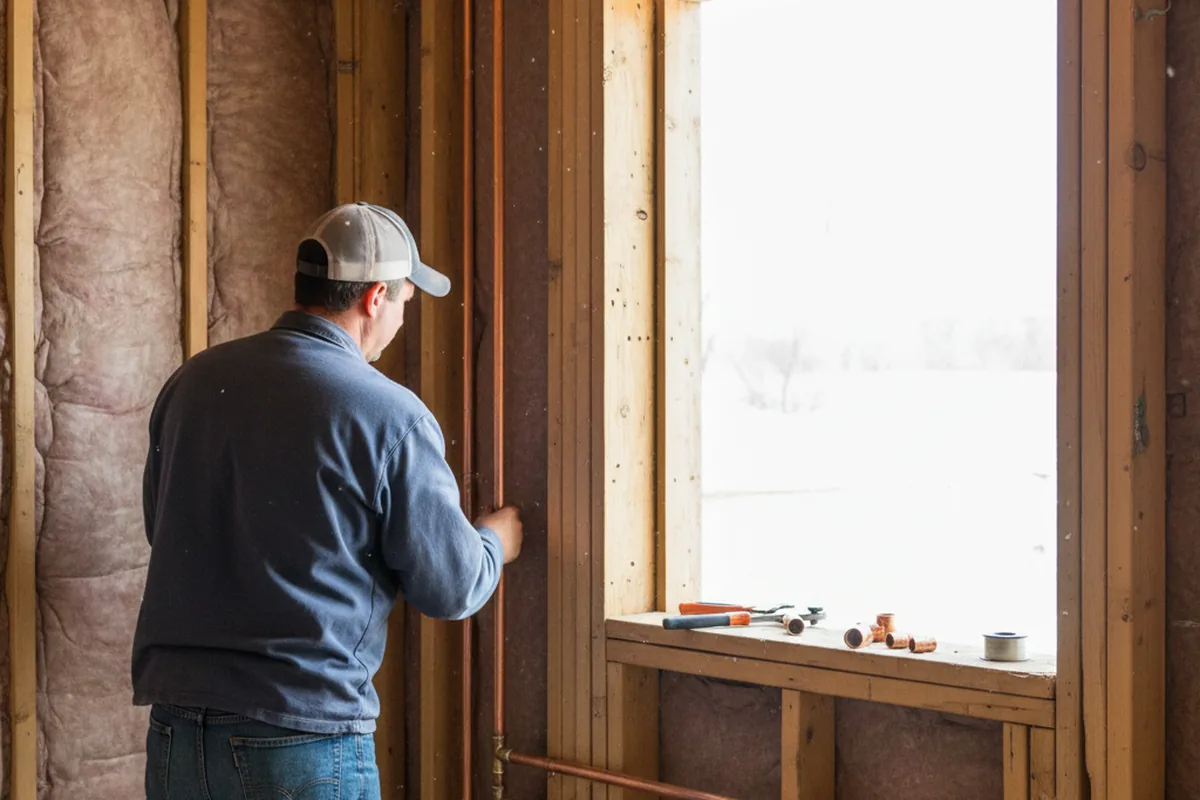 Licensed plumber running new copper supply lines in a McCall home
