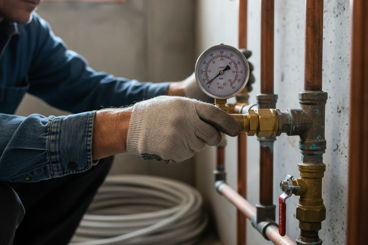 Pressure testing a repaired line during Water Line Repair in McCall